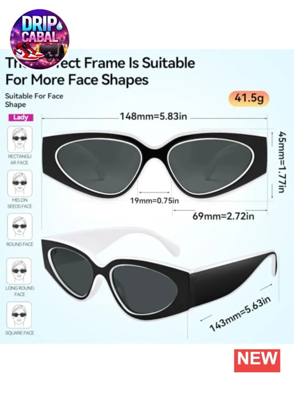 Oversized Cat Eye Sunglasses Retro 90s UV400 Protection Lightweight